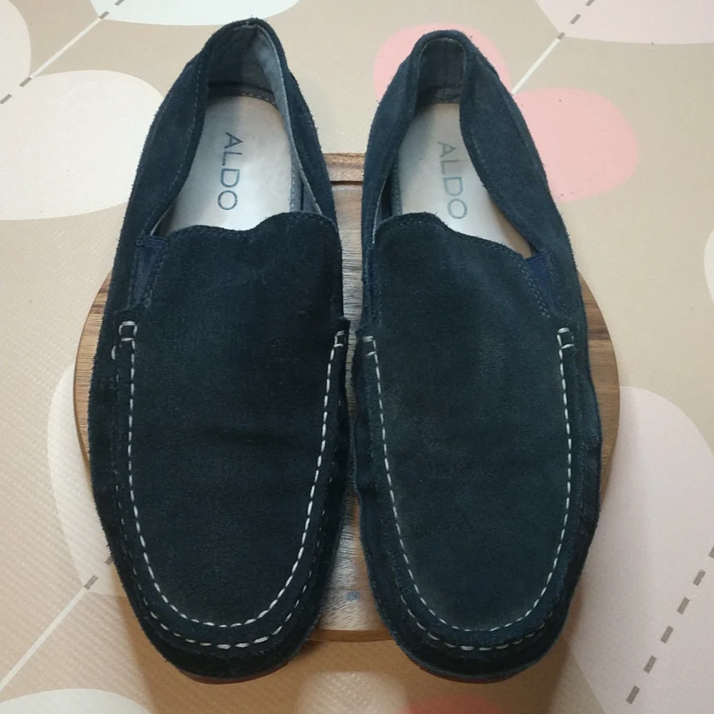 Aldo dark grey/black suede driving loafers. Size 13